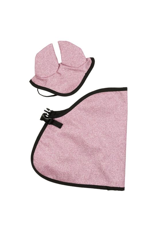 Dekken og ørehette til kjepphest, rosa